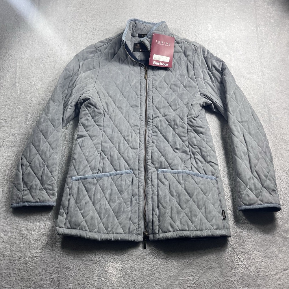 Barbour Malvern Saddlery LTD Quilted Jacket Womens Size 6 Light Blue NWT - Picture 5 of 9